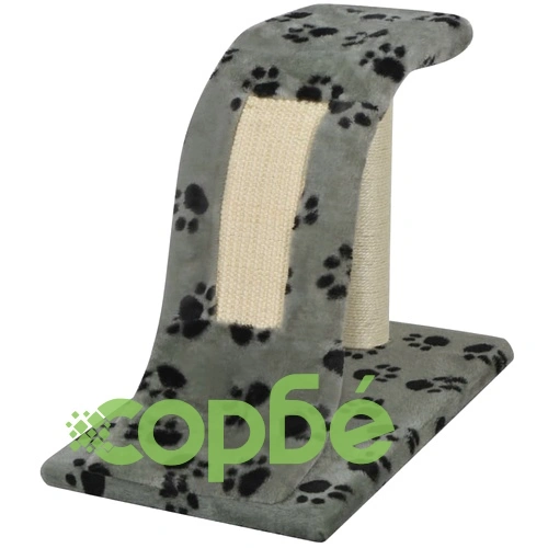 Котешко дърво за драскане, 30 см, сиво, с десен на лапички ➤ топ цена ➤ sorbe.bg