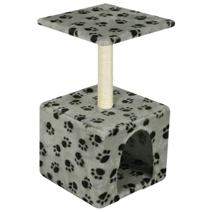 Котешко дърво за драскане, 55 см, сиво, с десен на лапички