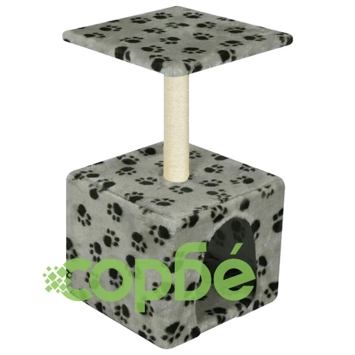 Котешко дърво за драскане, 55 см, сиво, с десен на лапички ➤ топ цена ➤ sorbe.bg