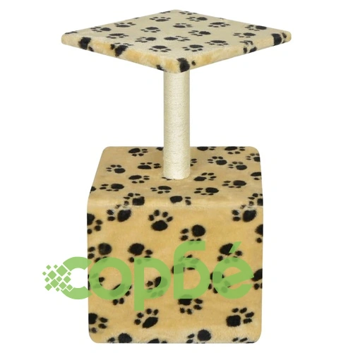 Котешко дърво за драскане, 55 см, жълто, с десен на лапички ➤ топ цена ➤ sorbe.bg