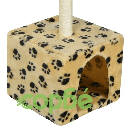 Котешко дърво за драскане, 55 см, жълто, с десен на лапички ➤ топ цена ➤ sorbe.bg