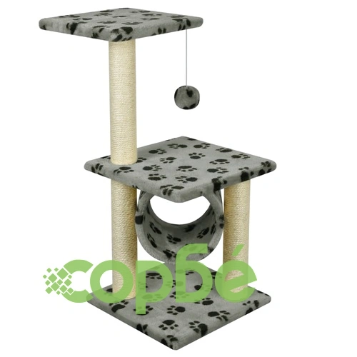 Котешко дърво за драскане, 65 см, сиво, с десен на лапички ➤ топ цена ➤ sorbe.bg