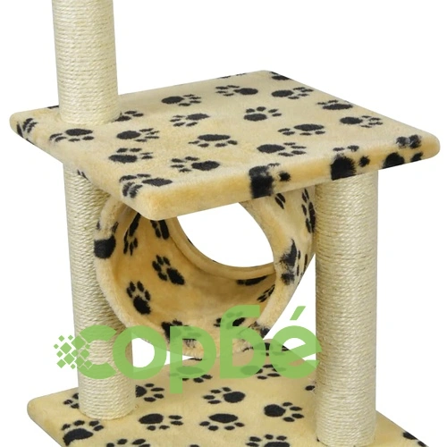 Котешко дърво за драскане, 65 см, жълто, с десен на лапички ➤ топ цена ➤ sorbe.bg