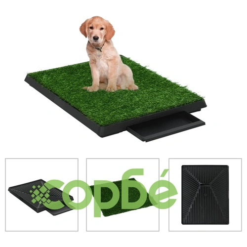 Кучешка тоалетна с тава и изкуствена трева, зелена, 63x50x7 см ➤ топ цена ➤ sorbe.bg