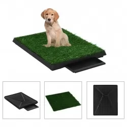 Кучешки тоалетни 2 бр тава и изкуствена трева зелени 63x50x7 см