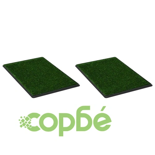 Кучешки тоалетни 2 бр тава и изкуствена трева зелени 76x51x3 см ➤ топ цена ➤ sorbe.bg