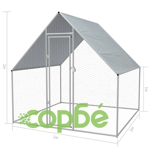 Птичарник на открито, 2x2x2 м, поцинкована стомана   ➤ топ цена ➤ sorbe.bg