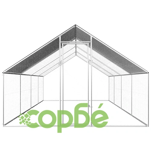 Птичарник на открито, 2,75x8x1,92 м, поцинкована стомана   ➤ топ цена ➤ sorbe.bg