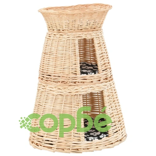 Котешка кошница с възглавници, 47x34x60 см, естествена върба ➤ топ цена ➤ sorbe.bg