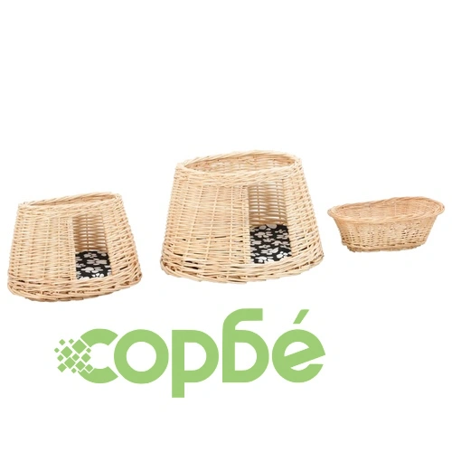 Котешка кошница с възглавници, 47x34x60 см, естествена върба ➤ топ цена ➤ sorbe.bg