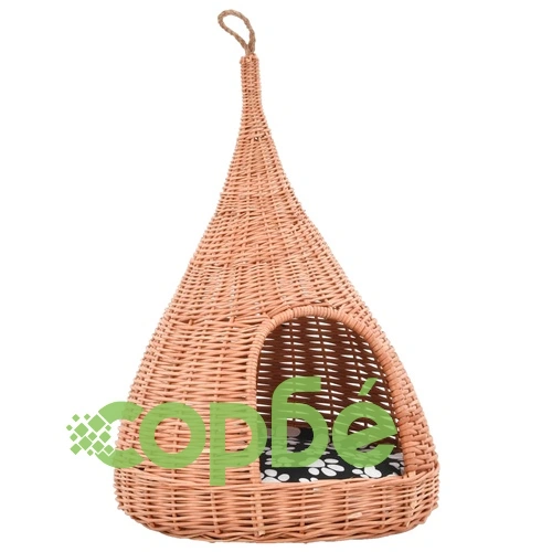 Къща за котки с възглавница, 40x60 см, естествена върба, типи ➤ топ цена ➤ sorbe.bg