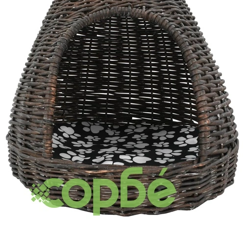 Котешка къща с възглавница сива 40x60 см естествена върба типи ➤ топ цена ➤ sorbe.bg