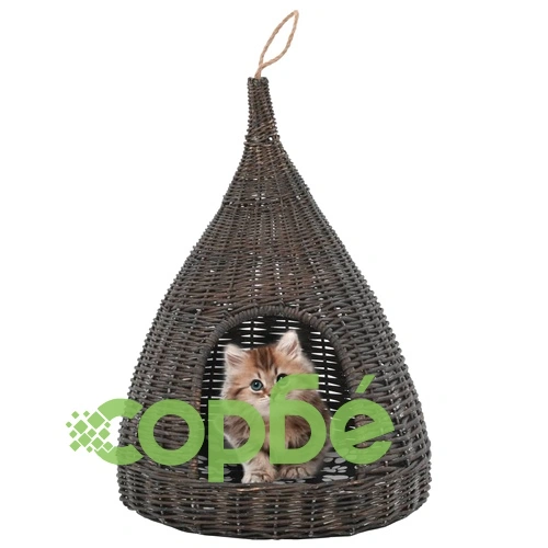 Котешка къща с възглавница сива 40x60 см естествена върба типи ➤ топ цена ➤ sorbe.bg