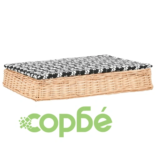 Легло за кучета с възглавница 95x65x15 см върба плоско ➤ топ цена ➤ sorbe.bg