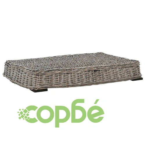 Легло за кучета с възглавница сиво 95x65x15 см върба плоско ➤ топ цена ➤ sorbe.bg