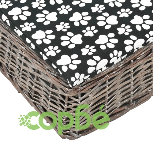 Легло за кучета с възглавница сиво 95x65x15 см върба плоско ➤ топ цена ➤ sorbe.bg