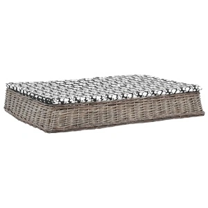 Легло за кучета с възглавница сиво 110x75x15 см върба плоско