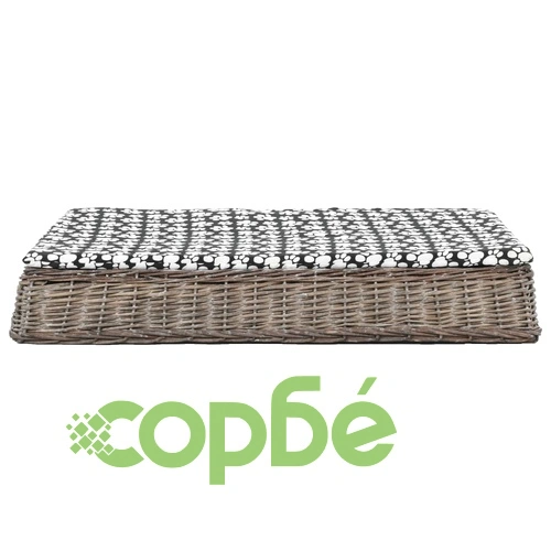 Легло за кучета с възглавница сиво 110x75x15 см върба плоско ➤ топ цена ➤ sorbe.bg