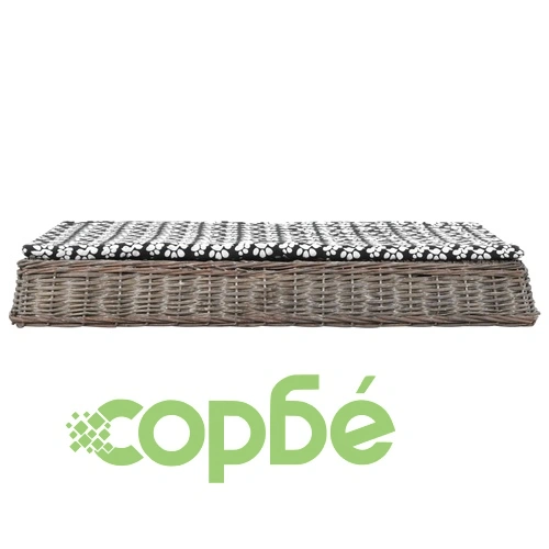 Легло за кучета с възглавница сиво 125x80x15 см върба плоска ➤ топ цена ➤ sorbe.bg