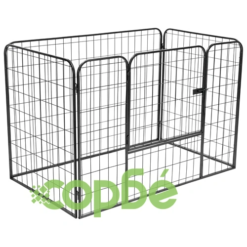 Подсилено заграждение за кучета, черно, 120x80x70 см, стомана ➤ топ цена ➤ sorbe.bg