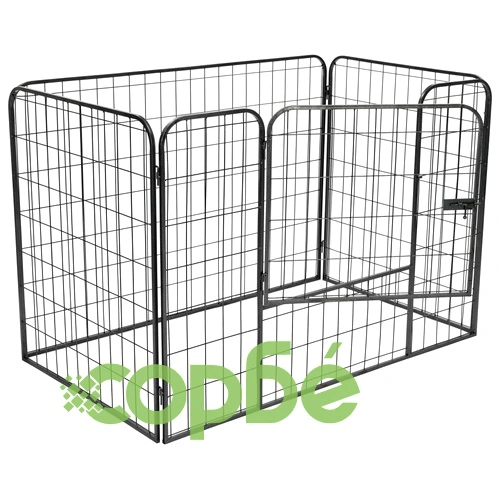 Подсилено заграждение за кучета, черно, 120x80x70 см, стомана ➤ топ цена ➤ sorbe.bg