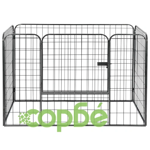 Подсилено заграждение за кучета, черно, 120x80x70 см, стомана ➤ топ цена ➤ sorbe.bg