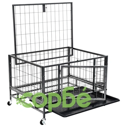 Подсилена клетка за кучета с колелца, стомана, 82x66x56 см ➤ топ цена ➤ sorbe.bg