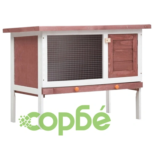 Външна клетка за зайци, 1 отделение, кафява, дърво ➤ топ цена ➤ sorbe.bg