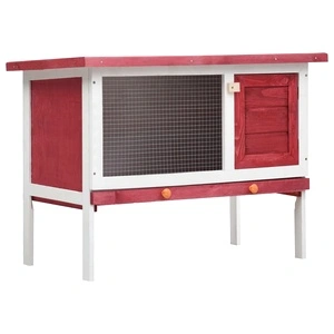 Външна клетка за зайци, 1 отделение, червена, дърво