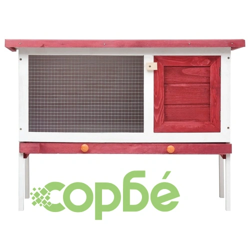 Външна клетка за зайци, 1 отделение, червена, дърво ➤ топ цена ➤ sorbe.bg