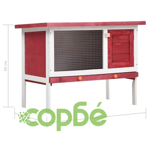 Външна клетка за зайци, 1 отделение, червена, дърво ➤ топ цена ➤ sorbe.bg