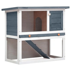 Външна клетка за зайци, 1 врата, сива, дърво