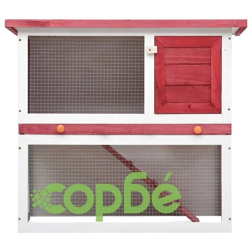 Външна клетка за зайци, 1 врата, червена, дърво ➤ топ цена ➤ sorbe.bg