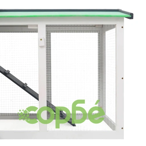 Външна голяма клетка за зайци, сиво и бяло, 145x45x84 см, дърво ➤ топ цена ➤ sorbe.bg