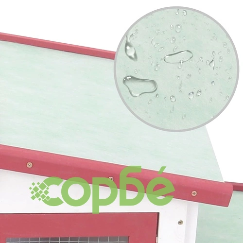 Външна голяма клетка за зайци червено и бяло 201x45x85 см дърво ➤ топ цена ➤ sorbe.bg