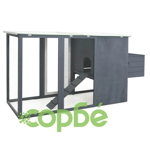 Кокошарник за открито с 1 отделение за яйца, сив, дървен ➤ топ цена ➤ sorbe.bg