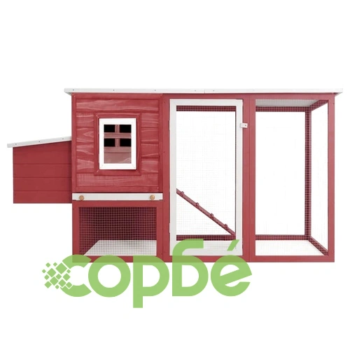 Кокошарник за открито с 1 отделение за яйца, червен, дървен ➤ топ цена ➤ sorbe.bg