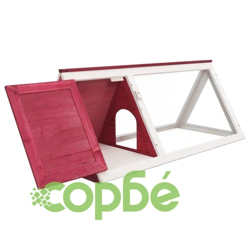 Клетка за зайци, червена, дърво ➤ топ цена ➤ sorbe.bg