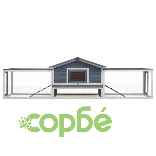 Клетка за зайци, сива, 310x70x87 см, чам и ела масив ➤ топ цена ➤ sorbe.bg