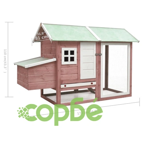 Клетка за пилета, мока, 170x81x110 см, чам и ела масив ➤ топ цена ➤ sorbe.bg