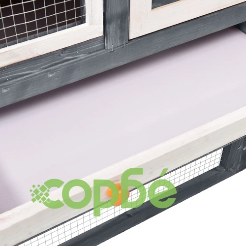 Клетка за зайци, сиво и бяло, 140x63x120 см, чам масив ➤ топ цена ➤ sorbe.bg