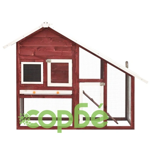 Клетка за зайци, мока и бяло, 140x63x120 см, чам масив ➤ топ цена ➤ sorbe.bg