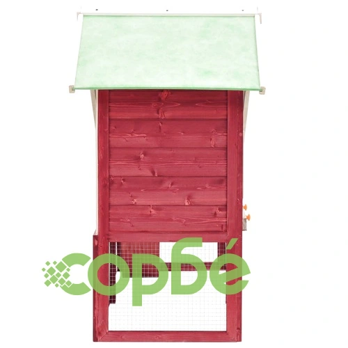 Клетка за зайци, червено и бяло, 140x63x120 см, чам масив ➤ топ цена ➤ sorbe.bg