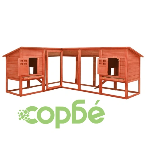 Външна клетка за зайци с пътечка, кафява, чам масив ➤ топ цена ➤ sorbe.bg