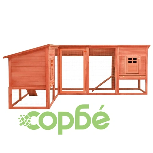 Външна клетка за зайци с пътечка, кафява, чам масив ➤ топ цена ➤ sorbe.bg