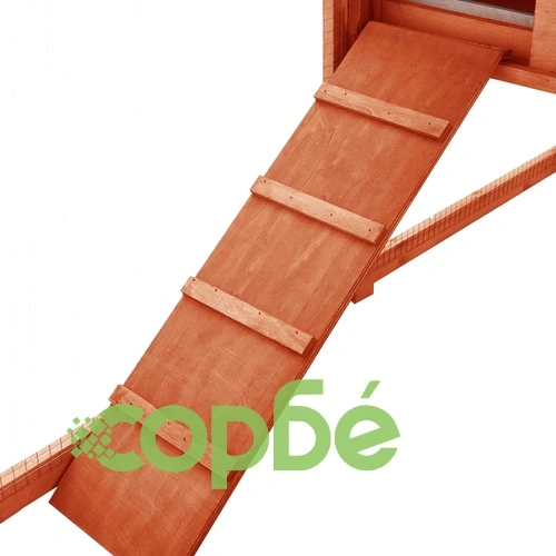 Външна клетка за зайци с пътечка, кафява, чам масив ➤ топ цена ➤ sorbe.bg