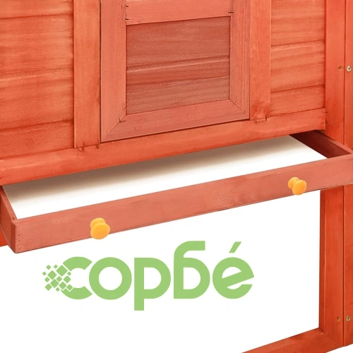 Външна клетка за зайци с пътечка, кафява, чам масив ➤ топ цена ➤ sorbe.bg