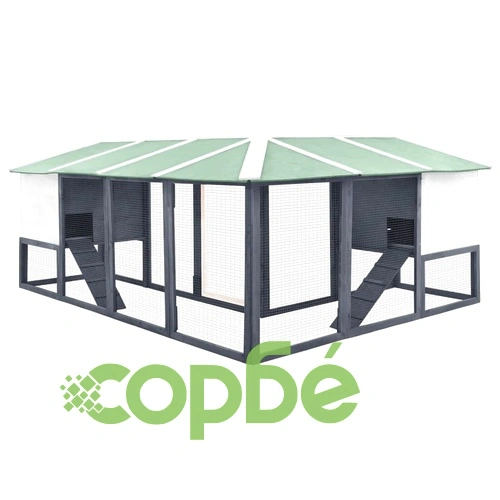 Външна клетка за зайци с пътечка, сиво и бяло, чам масив ➤ топ цена ➤ sorbe.bg