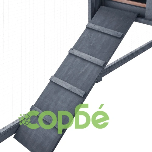 Външна клетка за зайци с пътечка, сиво и бяло, чам масив ➤ топ цена ➤ sorbe.bg