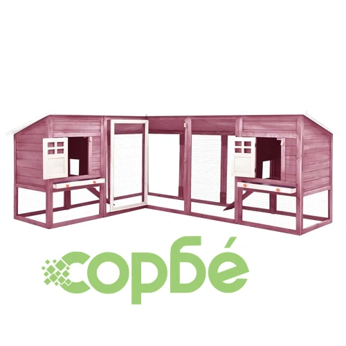 Външна клетка за зайци с пътечка, мока и бяло, чам масив ➤ топ цена ➤ sorbe.bg